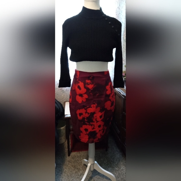 🌞Zara Red Floral Pencil Skirt - Picture 6 of 8